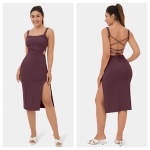 HALARA Women's Midi Dress in Plum